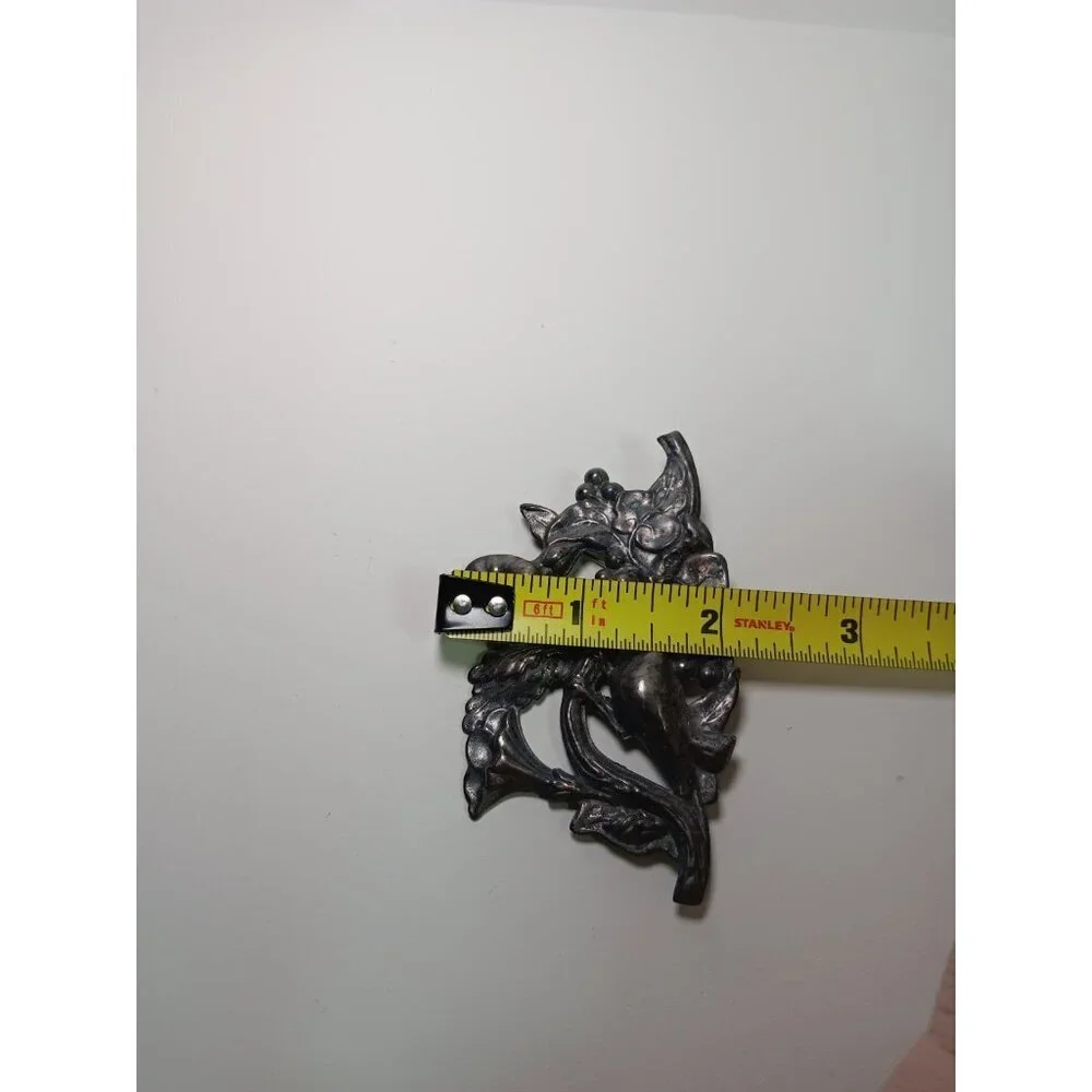 Vintage Brooch Art Nouveau Silver Repousse Floral Hummingbird Collectible
